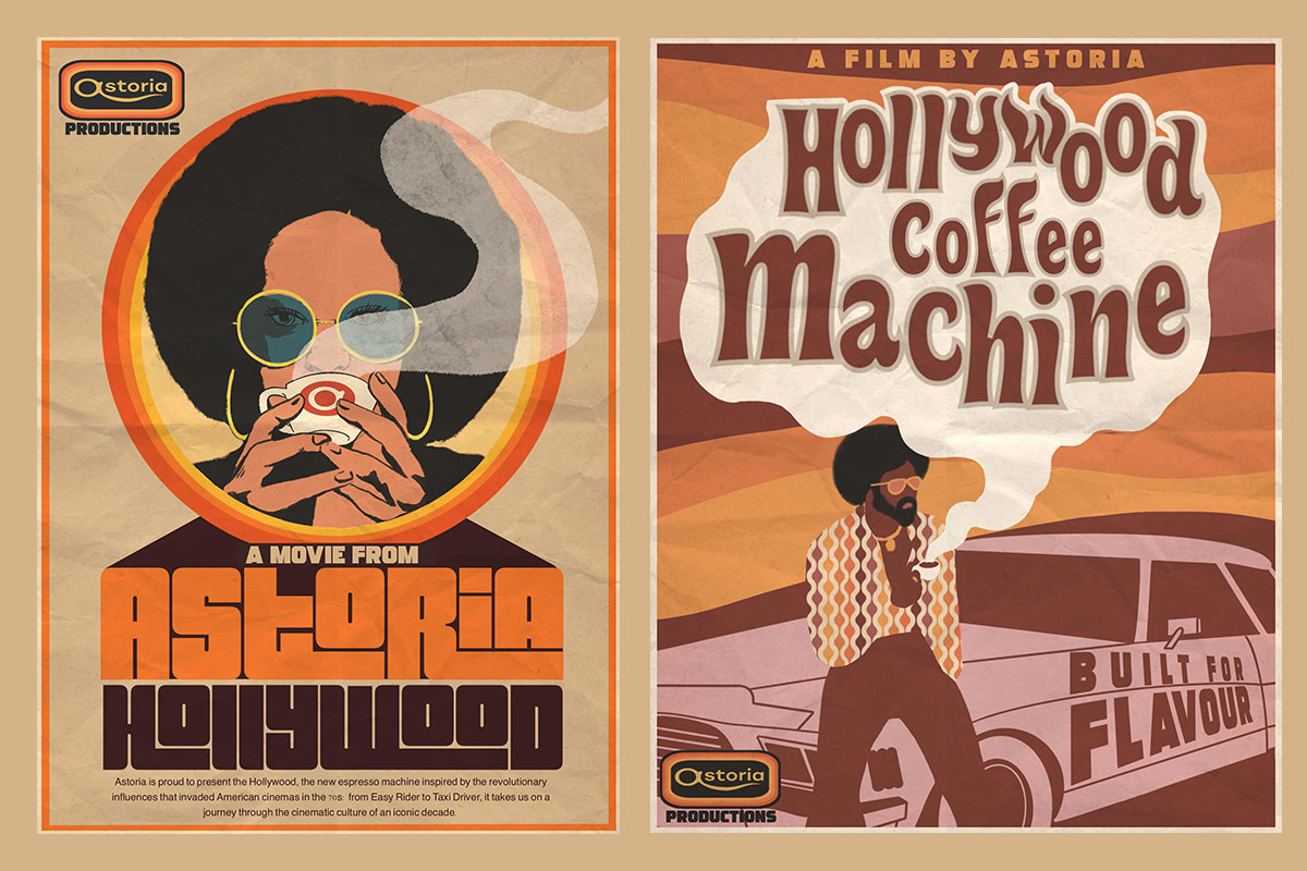 La campagna A Film by Astoria &egrave; stata realizzata dall'illustratore Simone Caputo &ldquo;A Film by Astoria&rdquo;, immagini popArte, cinema, espresso d'autore