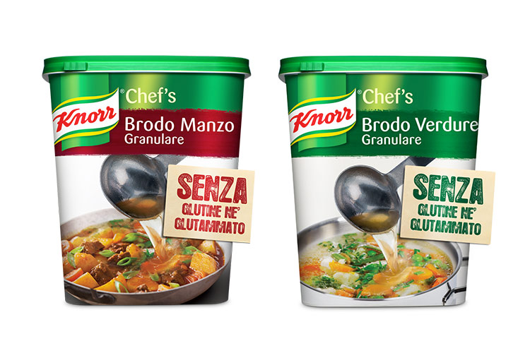 Tutto il gusto e la qualità Knorr nei brodi granulari senza glutine