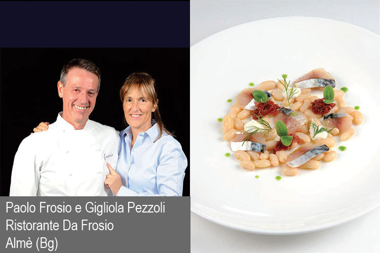 Paolo Frosio e Gigliola Pezzoli con il loro piatto (Sgombro affumicato con fagioli di Sorana e cipolla di Tropea)