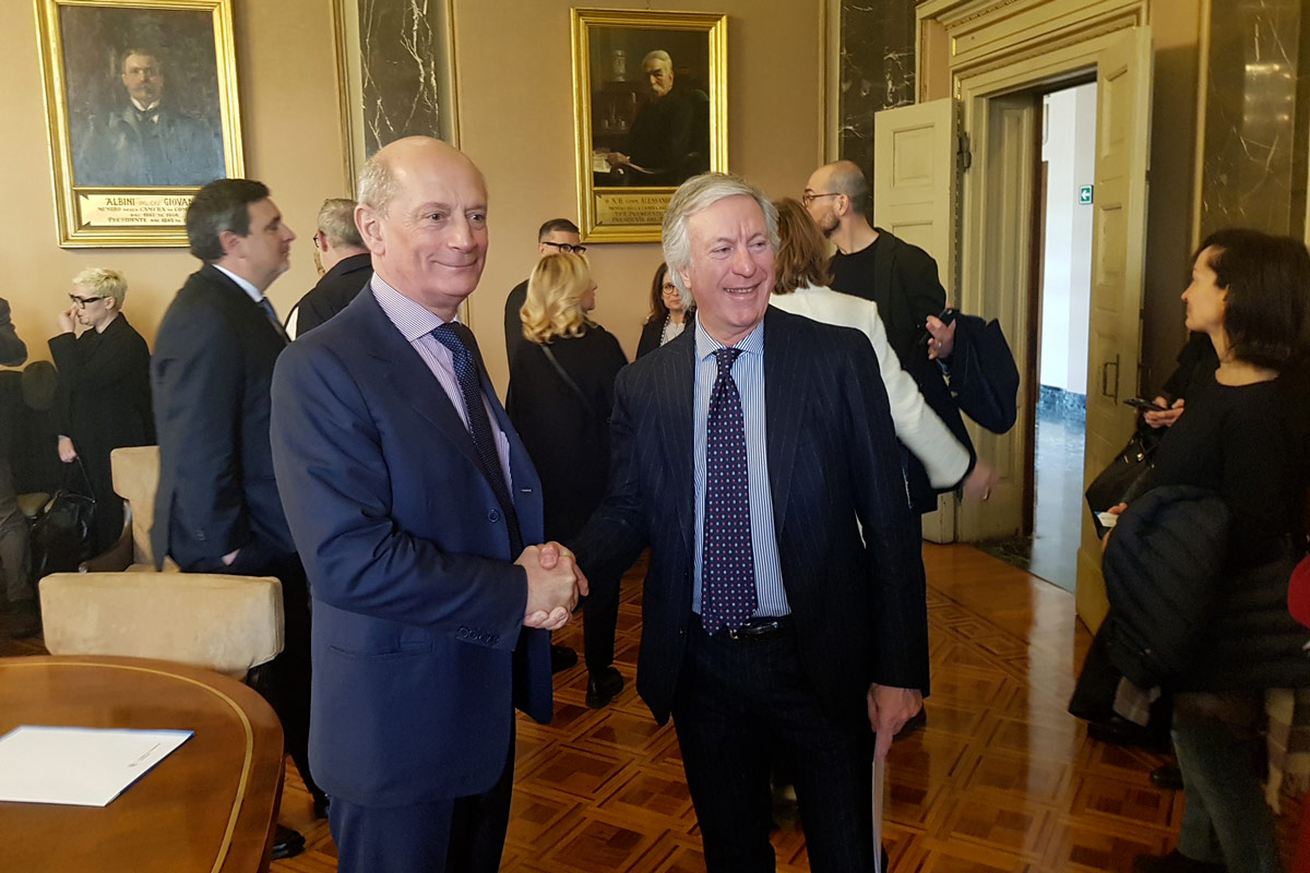 Carlo Mazzoleni e Roberto Saccone, presidenti delle Camere di commercio di Bergamo e Brescia  Imprese cultura e sostenibilità: Bergamo e Brescia sempre più vicine