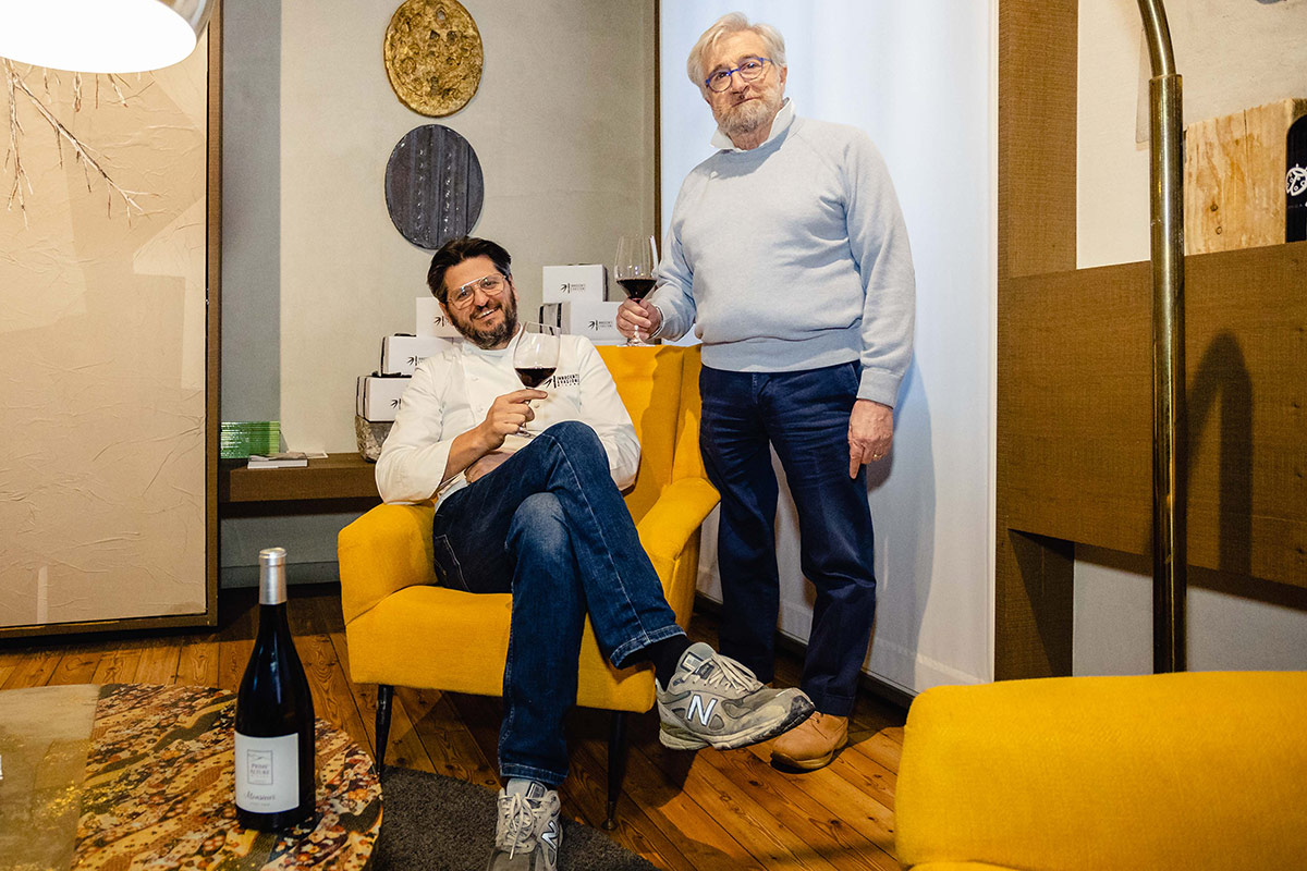 Tommaso Arrigoni e Roberto Lechiancole Il risotto di Tommaso Arrigoni incontra il Pinot Nero di Prime Alture