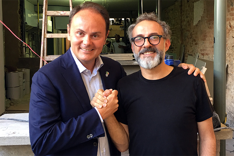 Matteo Lunelli con Massimo Bottura (Lunelli, Felicetti, Indiani e Santini Altri grandi nomi per)