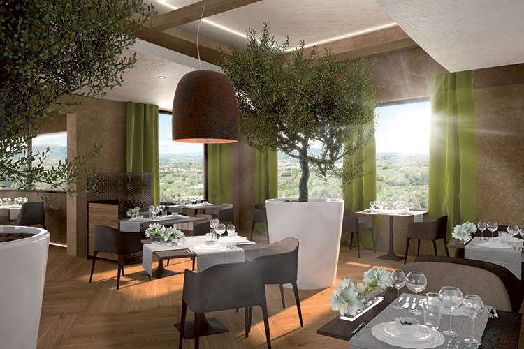 Rendering ristorante (Nuovo chef al Borgobrufa È il giovane Andrea Impero)