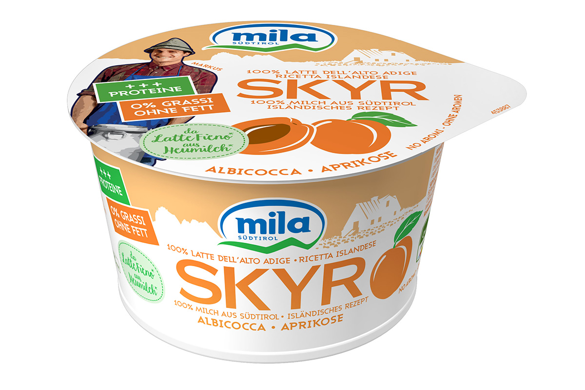 Mila Skyr al gusto albicocca Mila Skyr, dai masi dell’Alto Adige l’alternativa allo yogurt