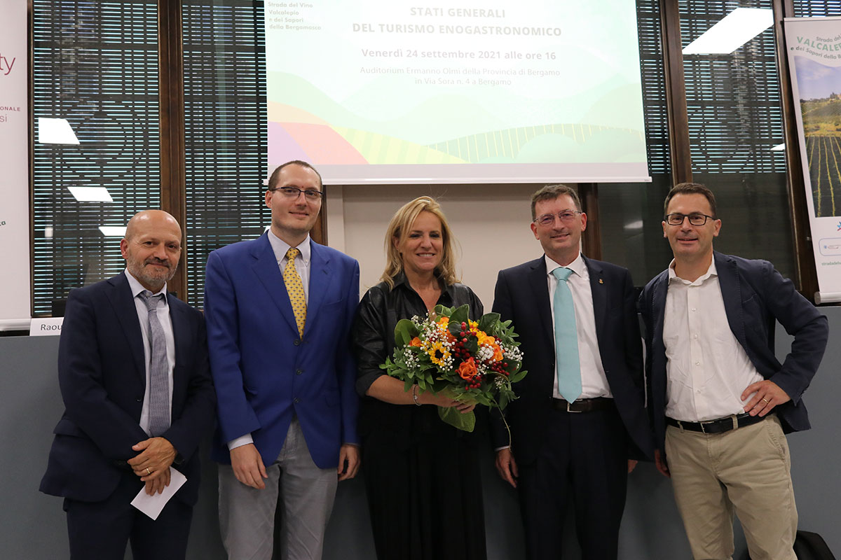 Paolo Morbidoni, Giorgio Lazzari, Roberta Garibaldi, Enrico Rota e Raoul Tiraboschi Strada del Vino Valcalepio interprete dei trend dell’enoturismo