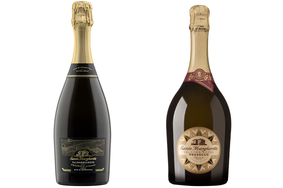 Valdobbiadene Prosecco Superiore Docg Extra Brut Rive di Refrontolo e Valdobbiadene Prosecco Superiore Docg Brut Santa Margherita da 60 anni pioniera della spumantizzazione a Valdobbiadene