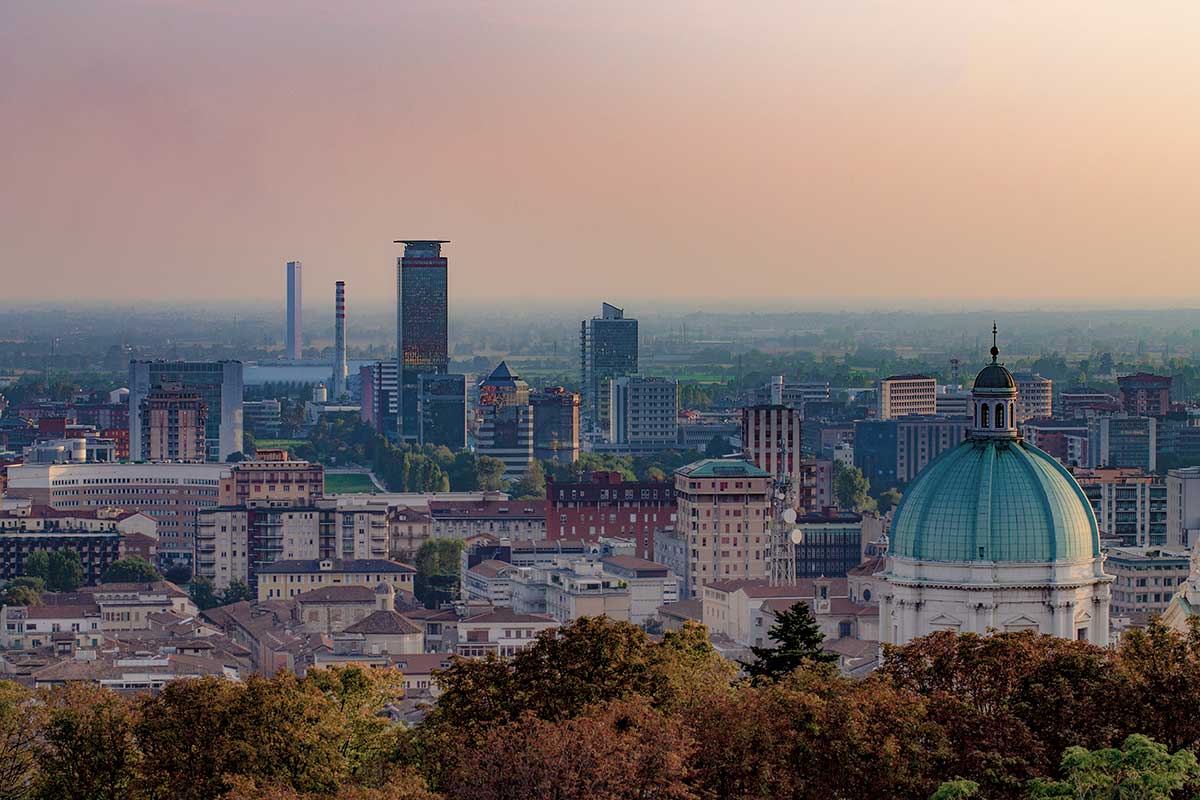 Una veduta aerea di Brescia Corsa verso il 2023 per le capitali della cultura italiane Brescia e Bergamo