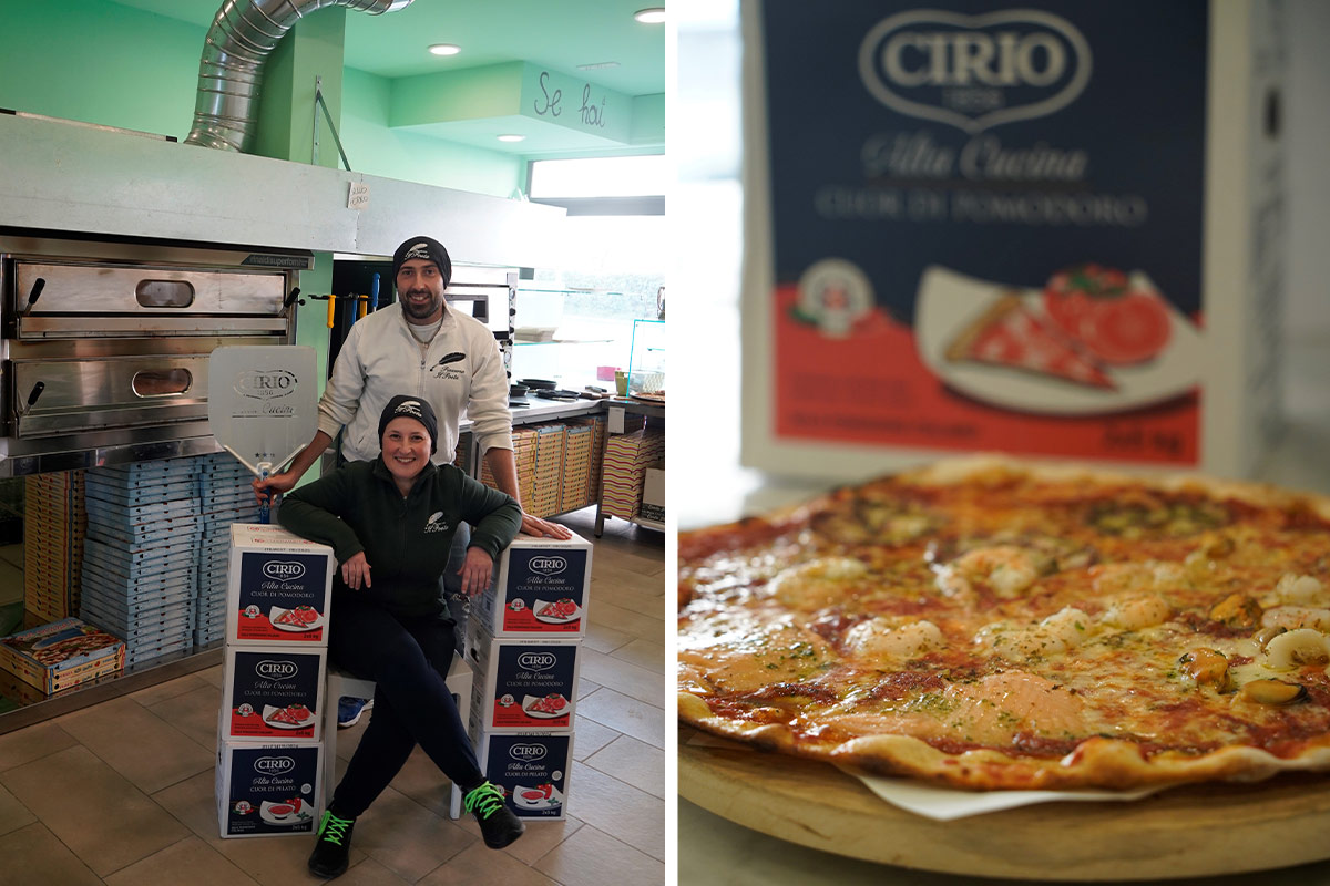 Gabriele e Arianna Dazzi, titolari di Pizzeria Il Poeta, hanno scelto Cirio Alta Cucina Per la Pizzeria Il Poeta il pomodoro Cirio Alta Cucina è una garanzia