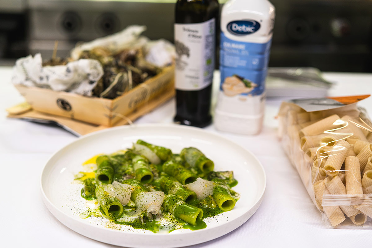 Rigatoni ostriche e vongole al verde Tecnica e territorio nella cucina di Giuseppe Cereda