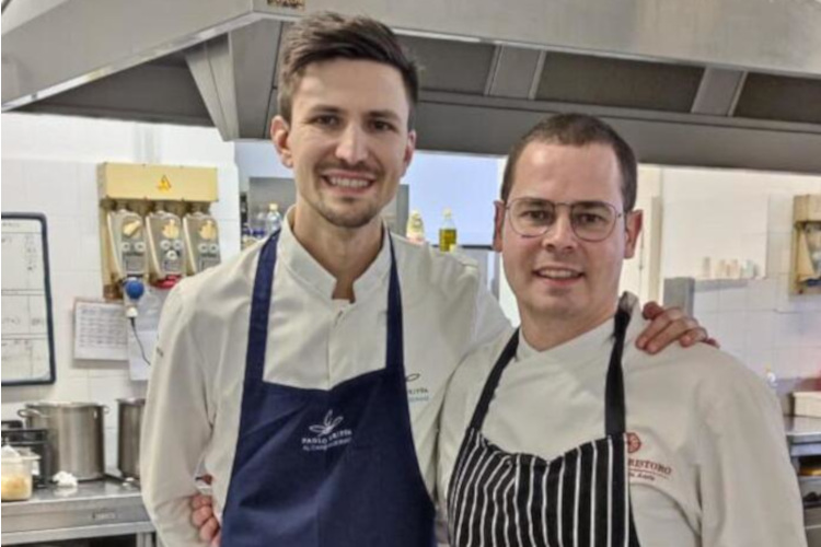 Paolo Griffa e Filippo Oggioni  Carcere di Brissogne (Ao) pranzo di Natale con i cuochi stellati Paolo Griffa e Filippo Oggioni