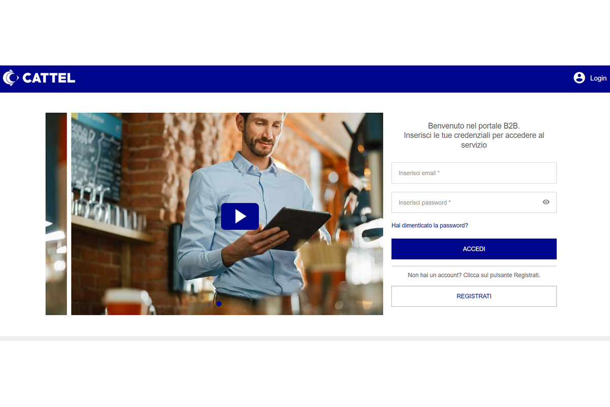 La home page della App Eshop Cattel Cattel, la nuova App rivoluziona la raccolta ordini