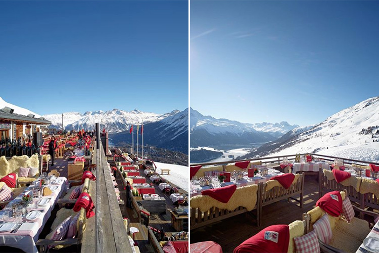 La vista dalla terrazza del Mountain Club El Paradiso di St. Moritz (Il pesce della Langosteria in trasferta a St. Moritz)