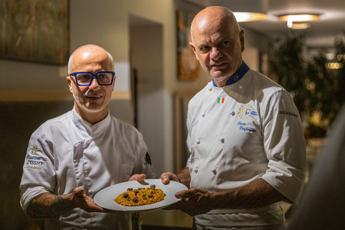 Roberto Balgisi ed Enrico Derflingher  Al Grand Hotel Alassio cena da tutto esaurito con i cuochi Euro-Toques