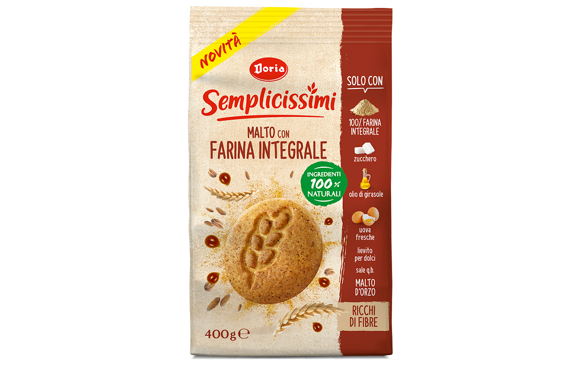 Frollini Semplicissimi Doria al malto con farina integrale Sapori di alta gamma per puri momenti di relax