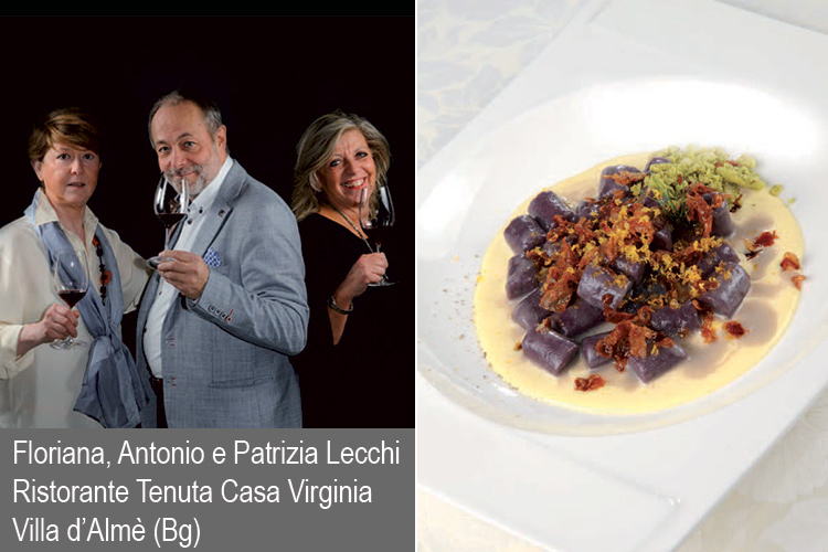 Floriana, Antonio e Patrizia Lecchi e i loro Gnocchi di carote viola (Gnocchi di carote viola, la nostra carbonara e guanciale)