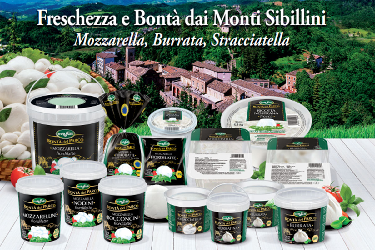 La linea TreValli Bontà del Parco Nella Mozzarella TreValli tutta la bontà del latte dei monti Sibillini