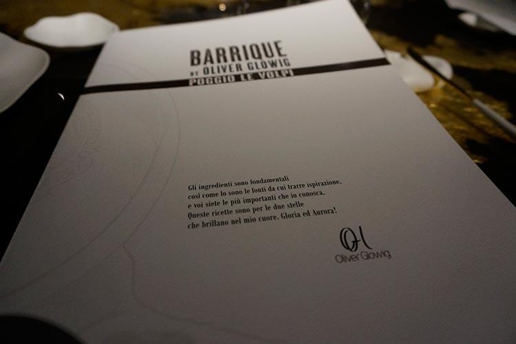 (Il lato gourmet di Poggio Le Volpi
Apre Barrique, firma Oliver Glowig)